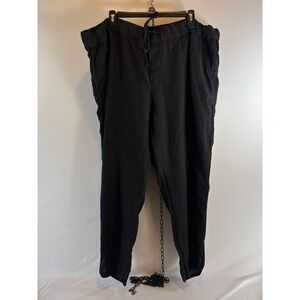 Caslon Black Linen‎ Drawstring Tapered Pants XXL Minimalist Relaxed